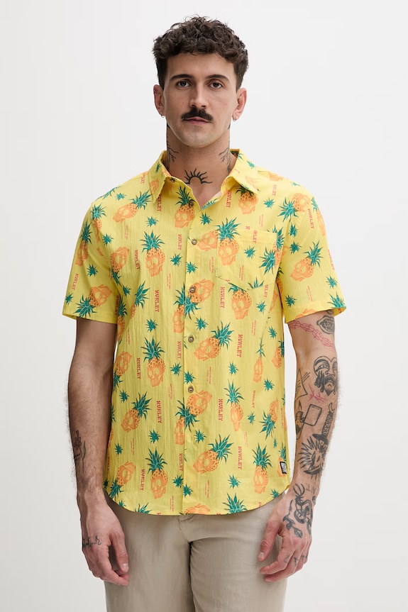 Hurley cămașă pentru bărbați, cu amestec de bumbac galben MWVEUPP016