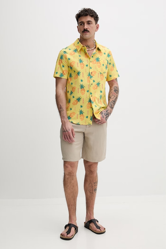 Hurley cămașă pentru bărbați, cu amestec de bumbac MWVEUPP016 galben SS26