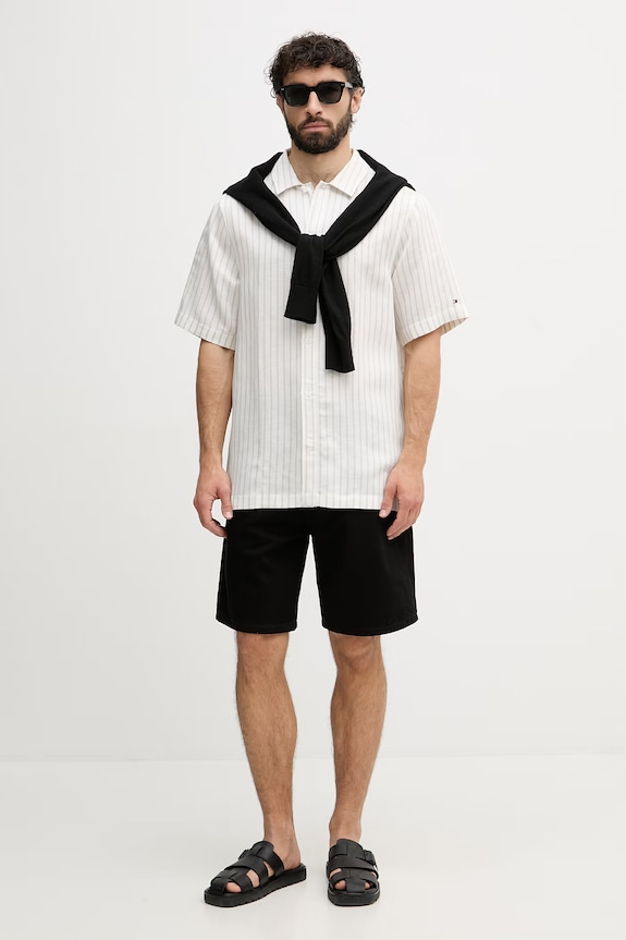 Tommy Hilfiger ing férfi lenvászonnal MW0MW42700 fehér SS26