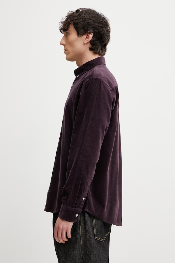 Carhartt WIP L/S Madison Fine Cord Shirt koszula bawełniana męska I030580.3MFXX fioletowy SS26