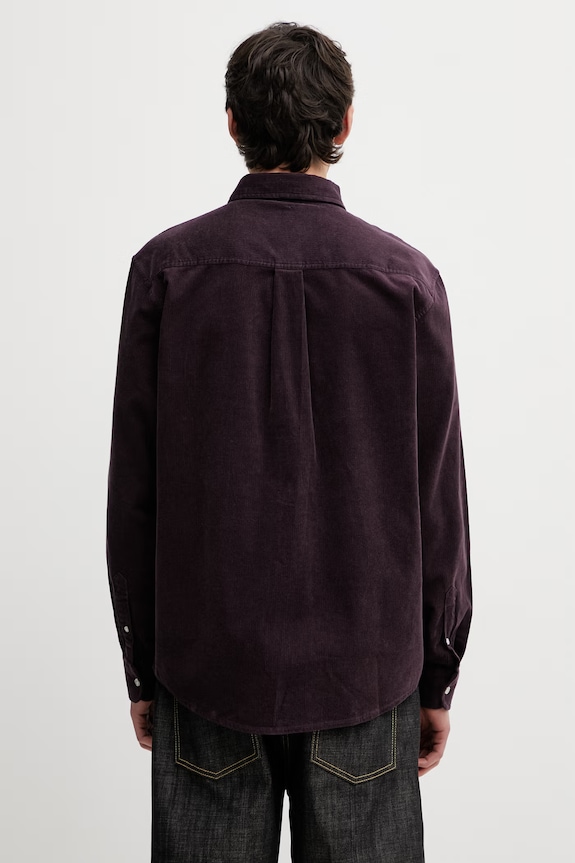 Odzież Carhartt WIP L/S Madison Fine Cord Shirt koszula bawełniana męska I030580.3MFXX fioletowy