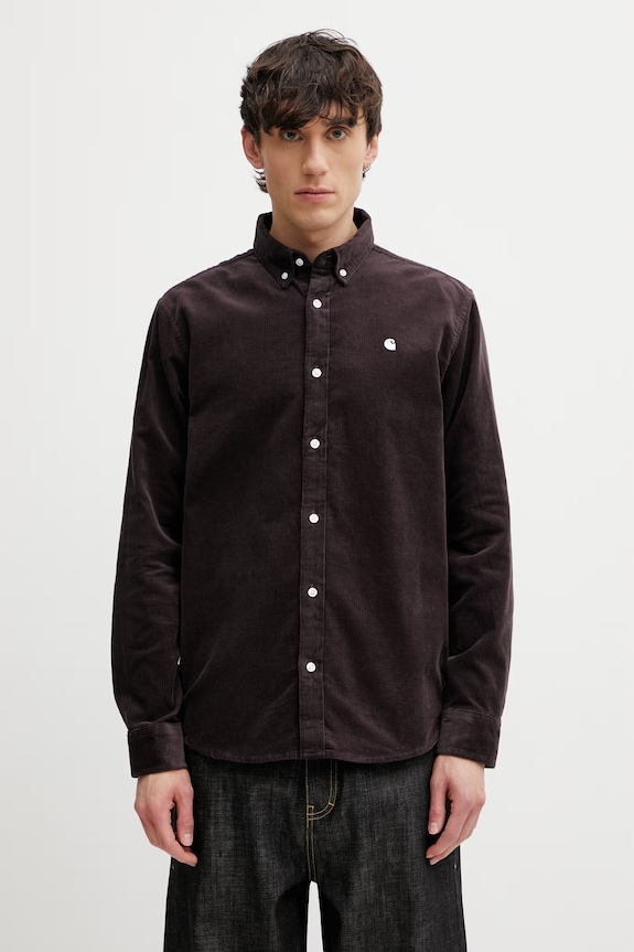Carhartt WIP L/S Madison Fine Cord Shirt koszula sztruksowa męska brązowy I030580.3M6XX