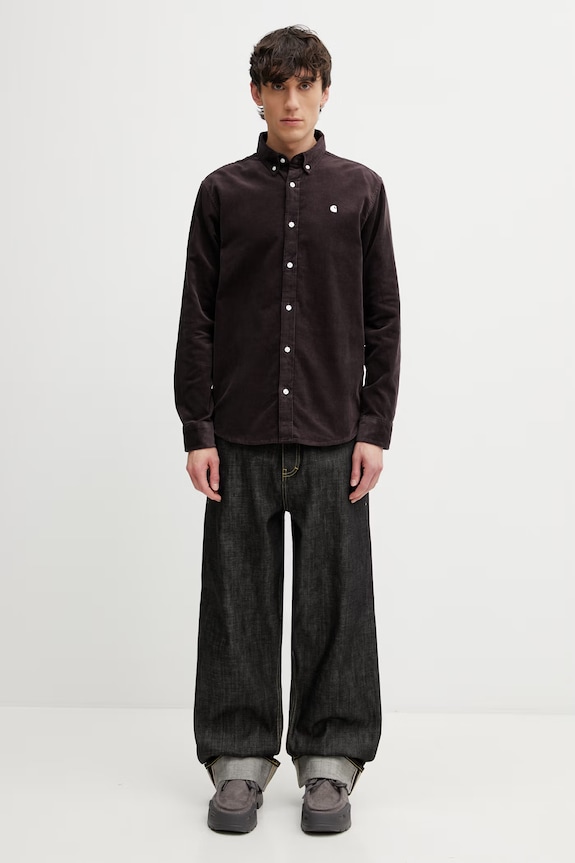 Carhartt WIP L/S Madison Fine Cord Shirt koszula sztruksowa męska I030580.3M6XX brązowy