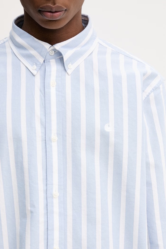 Carhartt WIP L/S Deven Shirt рубашка из хлопка для мужчин голубой I036198.3JBXX