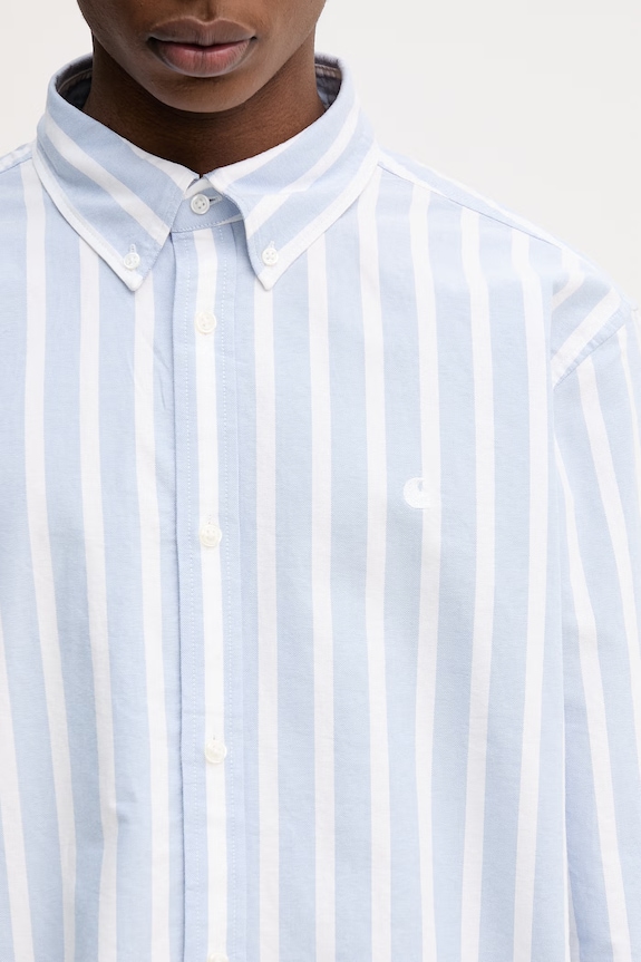 Carhartt WIP L/S Deven Shirt рубашка из хлопка для мужчин голубой I036198.3JBXX
