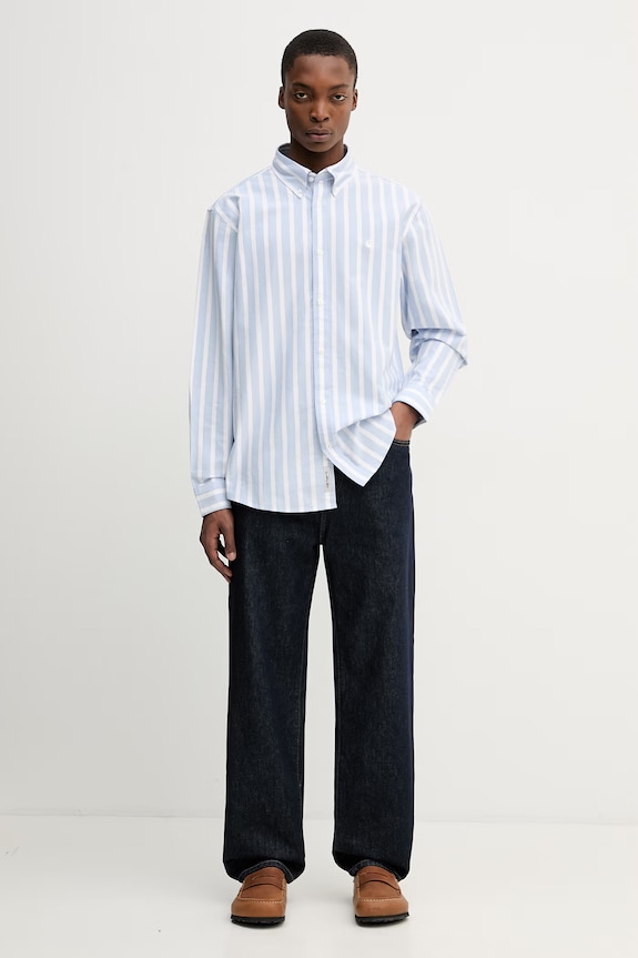 Carhartt WIP L/S Deven Shirt рубашка из хлопка для мужчин I036198.3JBXX голубой