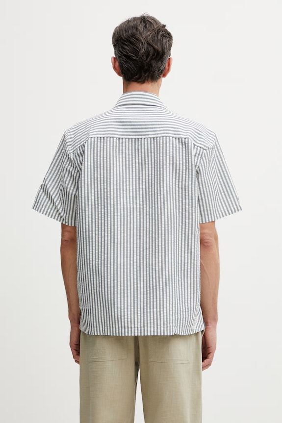 Odzież Carhartt WIP S/S Leavel Shirt koszula z bawełny męska I036203.3K5XX niebieski