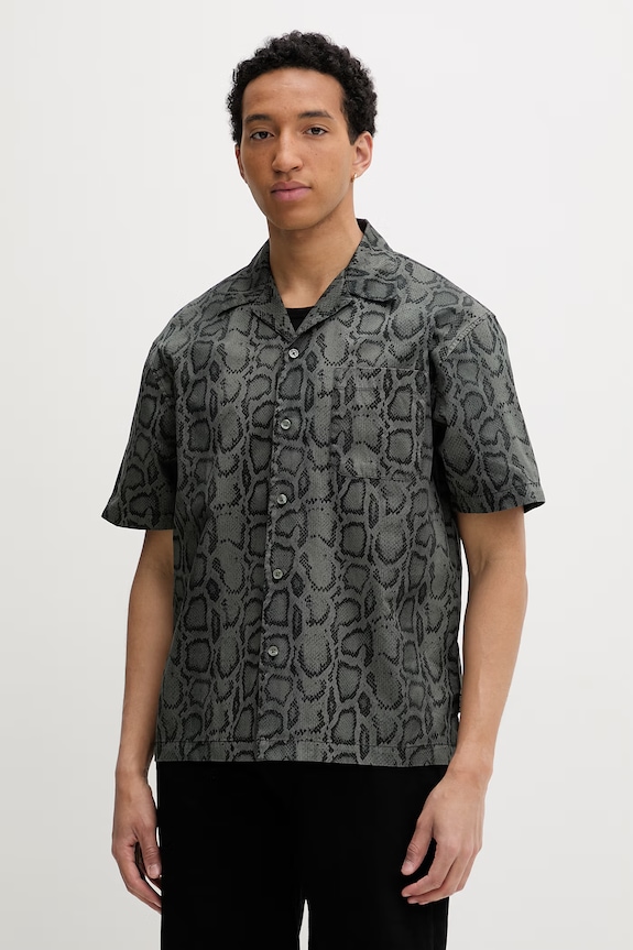 Carhartt WIP S/S Snake Camo Shirt in cotone da uomo verde I036275.3QAGD