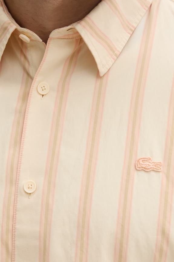 Lacoste koszula męska bawełniana CH2344 żółty