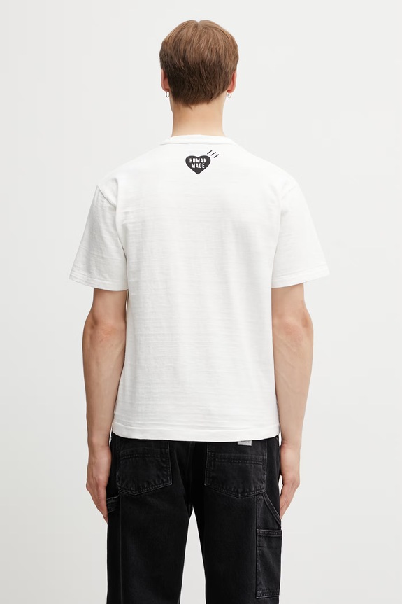 Îmbrăcăminte Human Made MENS KNITTED T-SHIRT tricou de bumbac bărbătesc HM31TE006 alb