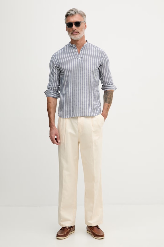 United Colors of Benetton tričko s dlhým rukávom pánske s viskózou 5TYEUQ075 tmavomodrá SS26