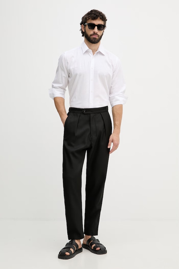 Karl Lagerfeld koszula męska z lnem 552627.605000 biały SS26