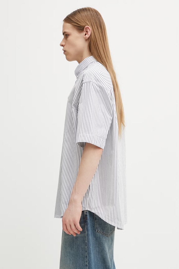 AAPE košeľa bavlnená pánska AAPSRM8561XAQ čierna SS26