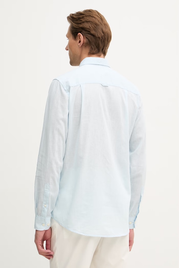 Oblečenie U.S. Polo Assn. košeľa pánska s bavlnou LINEN BLEND LS MUP3248. modrá