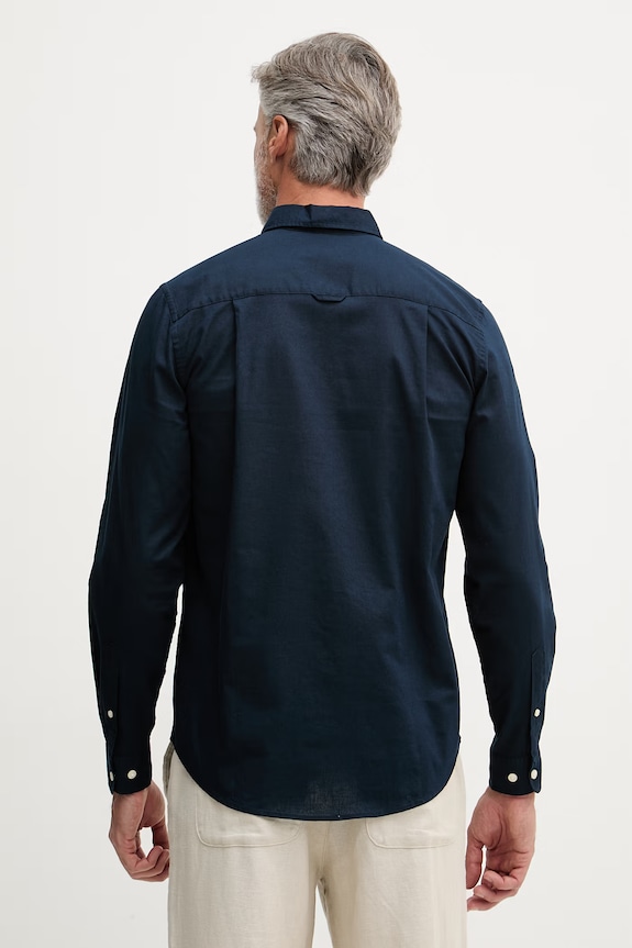 Oblečenie U.S. Polo Assn. Košeľa pánska bavlnená LINEN BLEND LS MUP3248. tmavomodrá