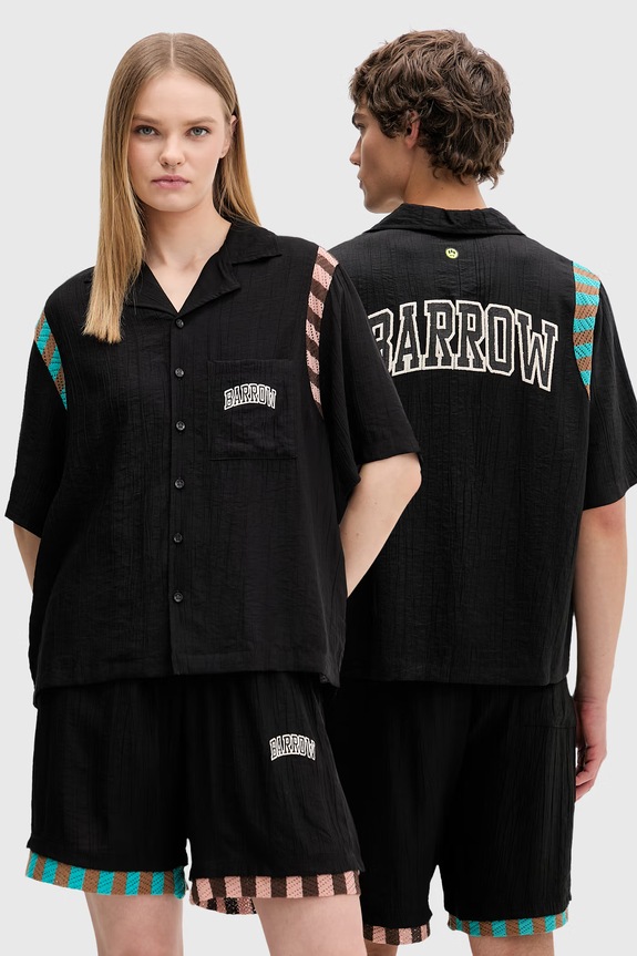 Barrow camicia applique nero S6BWUASI047