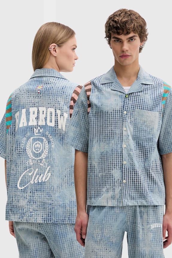 Barrow camicia in cotone regolare blu S6BWUASI055