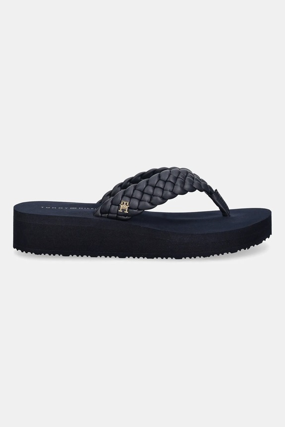 Tommy Hilfiger japonki TH WEDGE CORNROW BEACH SANDAL FW0FW09037 granatowy SS26