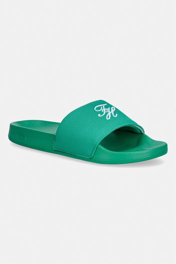 Tommy Hilfiger šľapky dámske TH SCRIPT POOL SLIDE zelená FW0FW09286