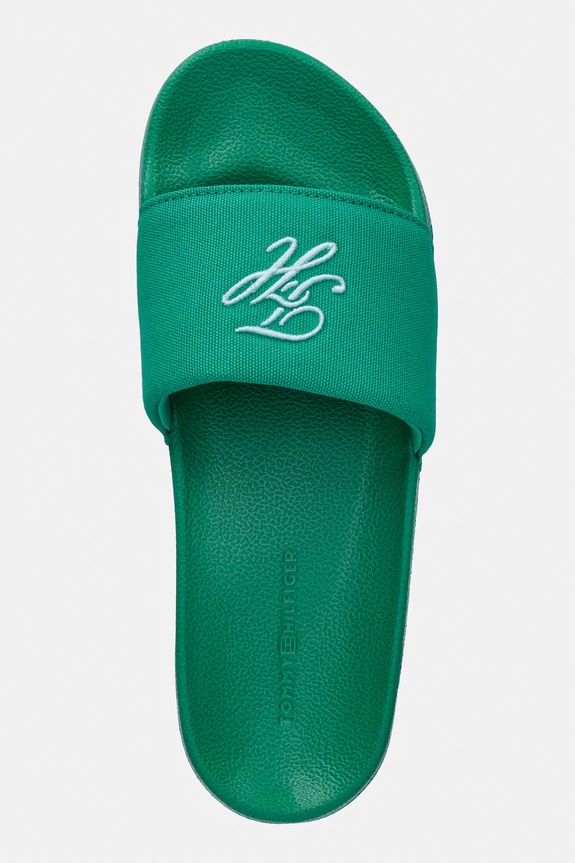 Tommy Hilfiger šľapky dámske TH SCRIPT POOL SLIDE zelená FW0FW09286