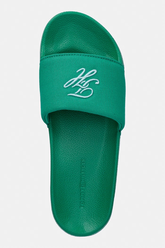 Tommy Hilfiger šľapky dámske TH SCRIPT POOL SLIDE zelená FW0FW09286