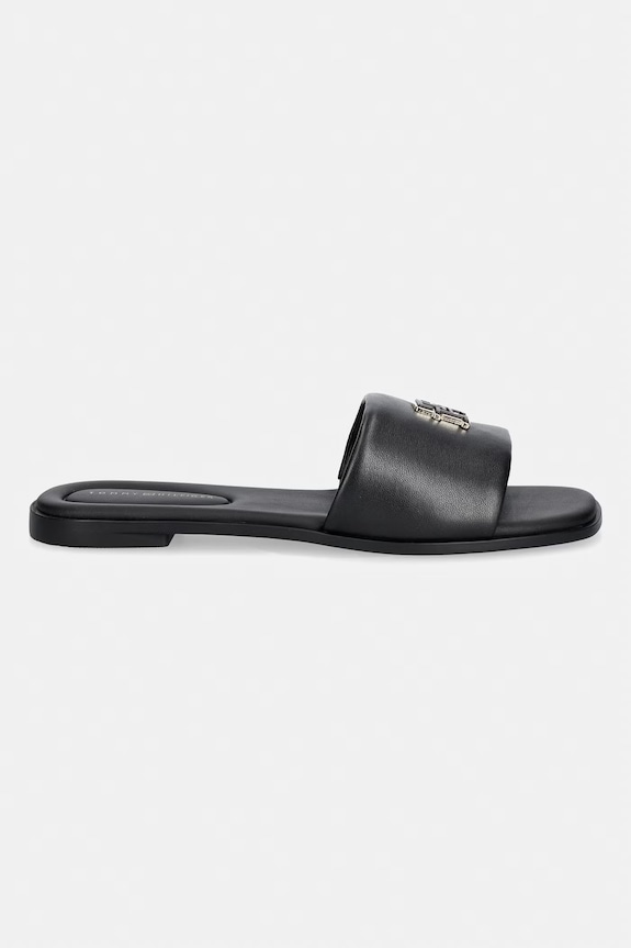 Tommy Hilfiger šľapky dámske kožené TH LOGO HARDWARE LEATHER MULE FW0FW09292 čierna SS26