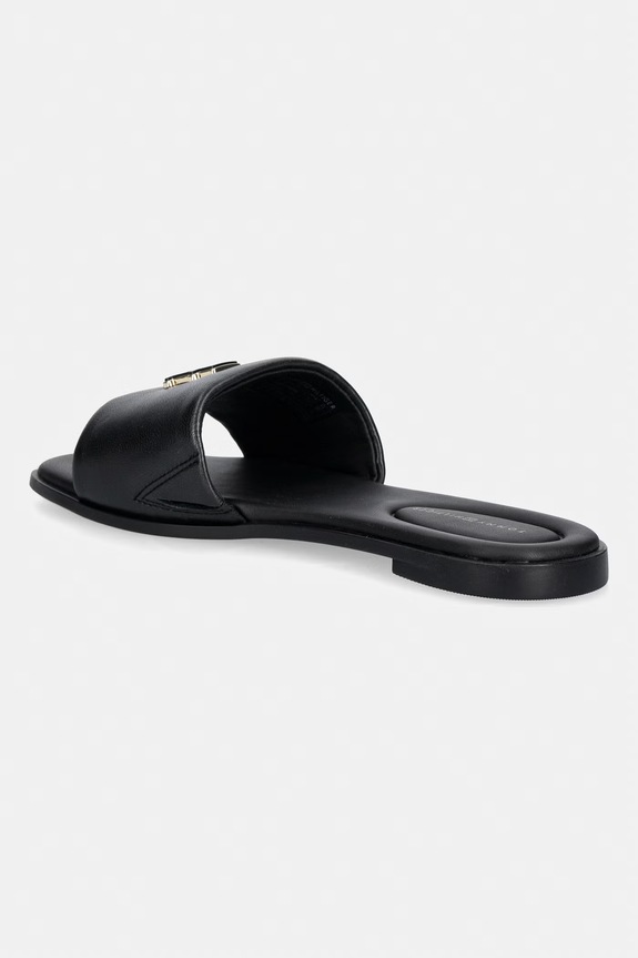 Obuv Tommy Hilfiger šľapky dámske kožené TH LOGO HARDWARE LEATHER MULE FW0FW09292 čierna