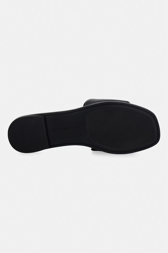Tommy Hilfiger šľapky dámske kožené TH LOGO HARDWARE LEATHER MULE FW0FW09292 čierna
