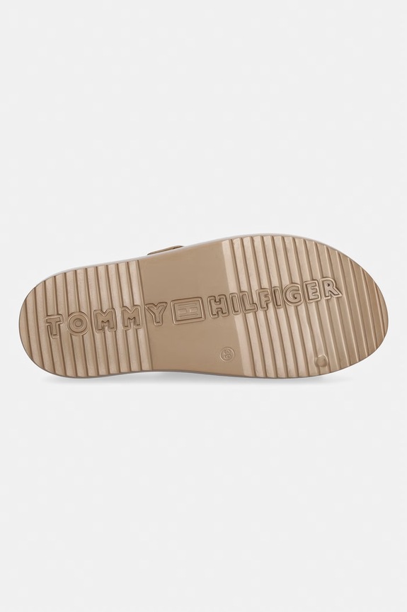 Tommy Hilfiger klapki damskie TH DOUBLE STRAP SANDAL PEARL FW0FW09114 beżowy