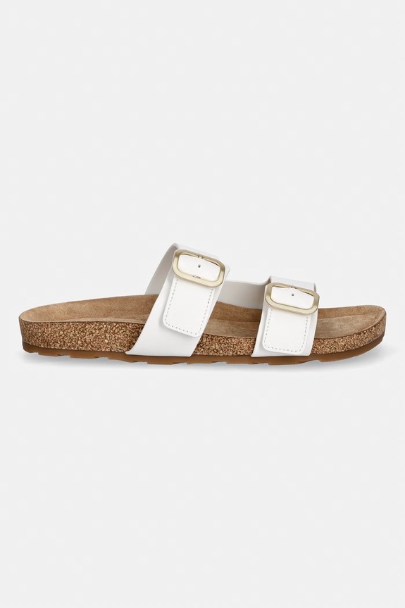 Tommy Hilfiger papuci pentru femei, din piele TH CLASSIC CORK SANDAL LEATHER FW0FW09118 alb SS26
