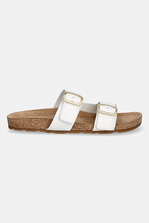 Tommy Hilfiger papuci pentru femei, din piele TH CLASSIC CORK SANDAL LEATHER FW0FW09118 alb SS26