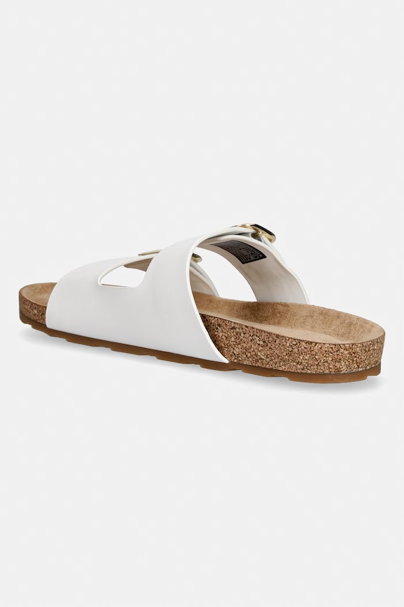 Încălțăminte Tommy Hilfiger papuci pentru femei, din piele TH CLASSIC CORK SANDAL LEATHER FW0FW09118 alb
