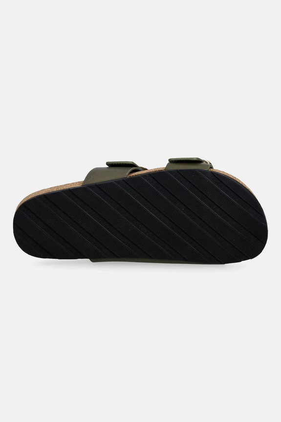 Tommy Hilfiger klapki damskie skórzane TH CLASSIC CORK SANDAL LEATHER FW0FW09118 zielony