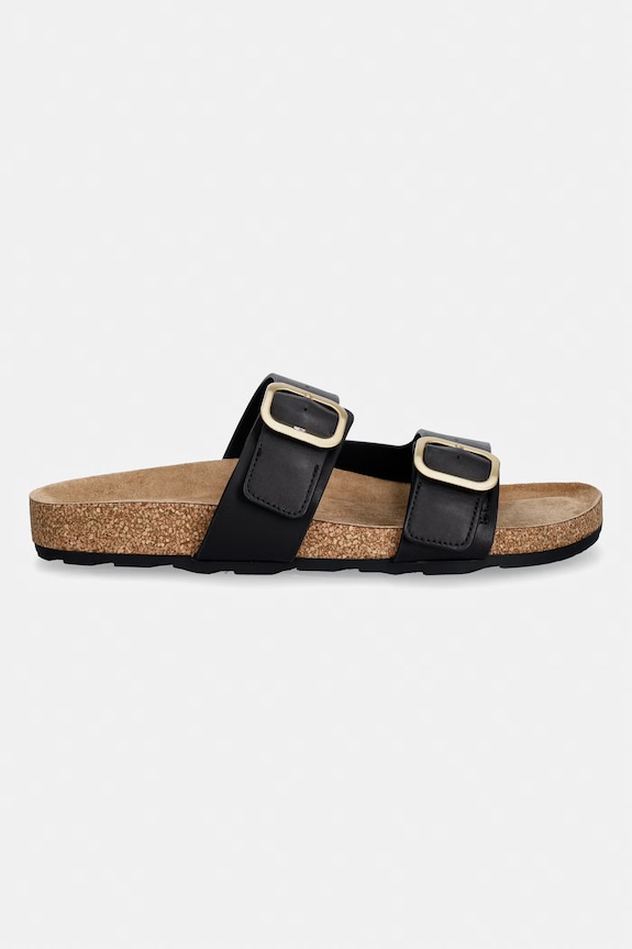 Tommy Hilfiger papuci pentru femei, din piele TH CLASSIC CORK SANDAL LEATHER FW0FW09118 negru SS26