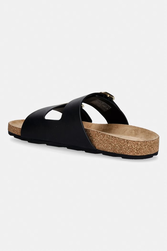 Încălțăminte Tommy Hilfiger papuci pentru femei, din piele TH CLASSIC CORK SANDAL LEATHER FW0FW09118 negru