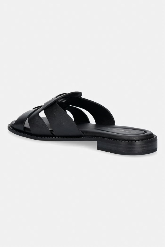 Obuv Tommy Hilfiger šľapky dámske kožené COIN LEATHER SANDAL FW0FW09126 čierna