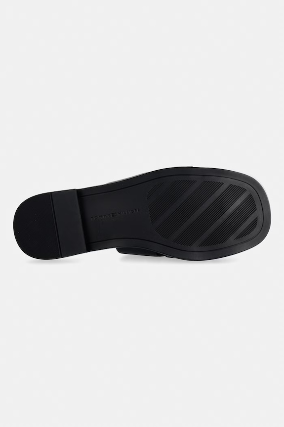 Tommy Hilfiger šľapky dámske kožené COIN LEATHER SANDAL FW0FW09126 čierna
