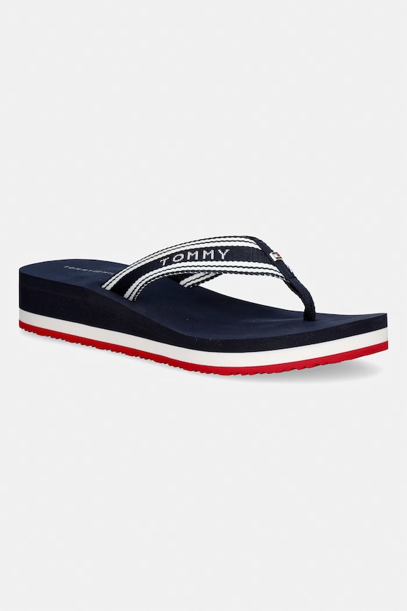Tommy Hilfiger dámske žabky TH FLAG PRINT SUMMER SANDAL tmavomodrá FW0FW09195