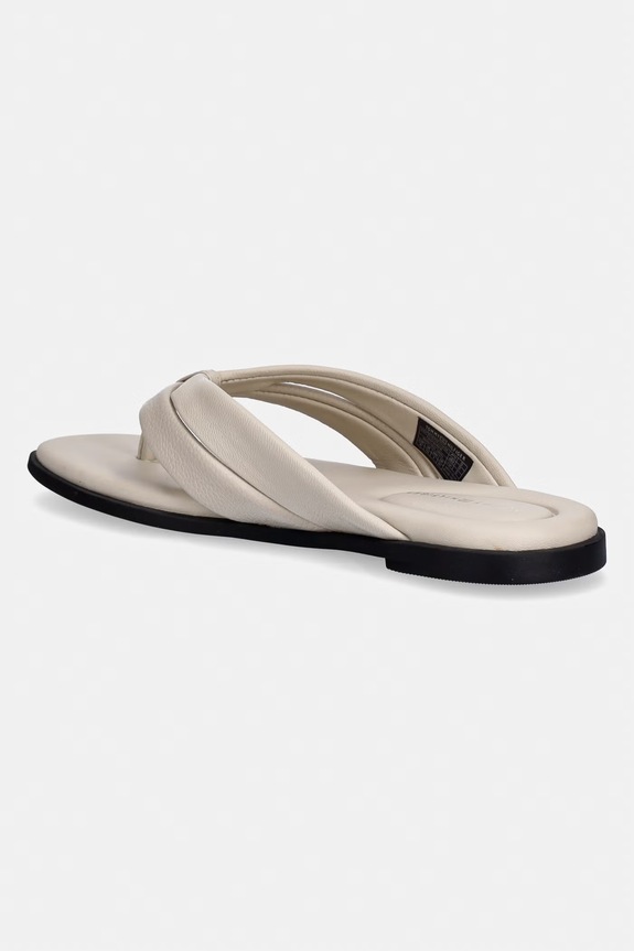 Încălțăminte Tommy Hilfiger șlapi pentru femei, din piele ELEVATED TOE POST LTH SANDAL FW0FW09216 bej