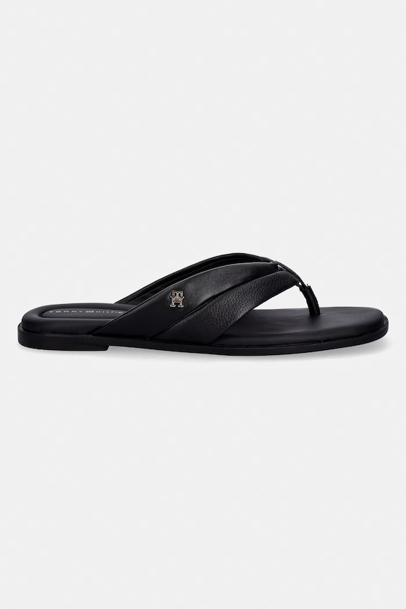 Tommy Hilfiger șlapi pentru femei, din piele ELEVATED TOE POST LTH SANDAL FW0FW09216 negru SS26