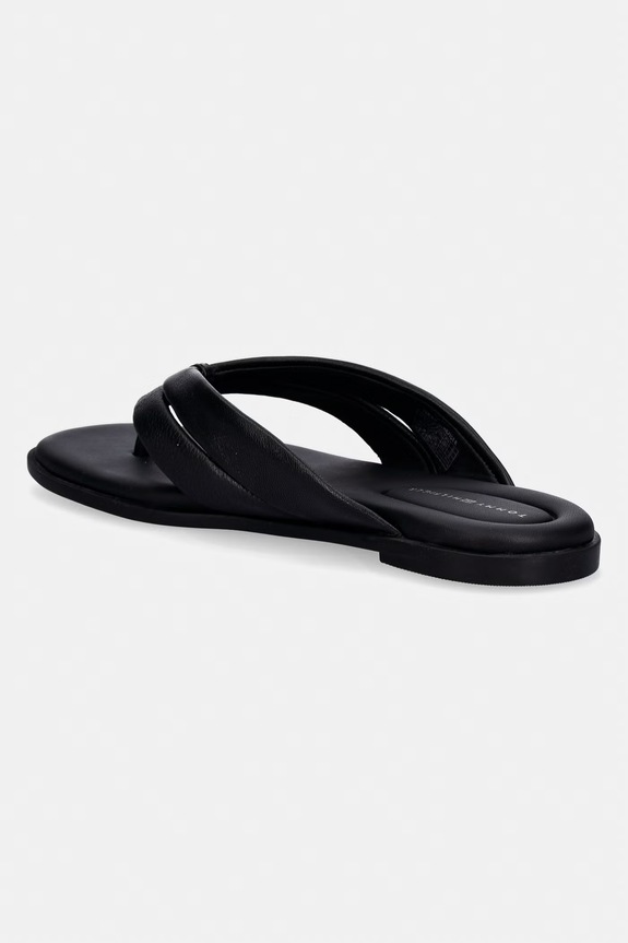 Încălțăminte Tommy Hilfiger șlapi pentru femei, din piele ELEVATED TOE POST LTH SANDAL FW0FW09216 negru