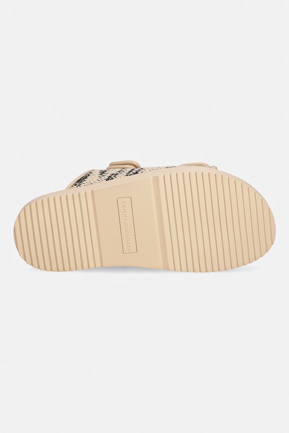 Tommy Hilfiger natikači ženski DOUBLE STRAP RAFFIA SANDAL FW0FW09122 bež