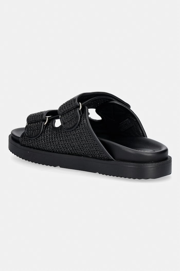 Obutev Tommy Hilfiger natikači ženski DOUBLE STRAP RAFFIA SANDAL FW0FW09122 črna