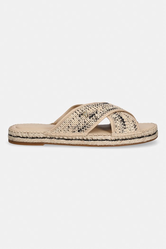 Tommy Hilfiger klapki damskie ESPADRILLE MULE SANDAL RAFFIA FW0FW09139 beżowy SS26