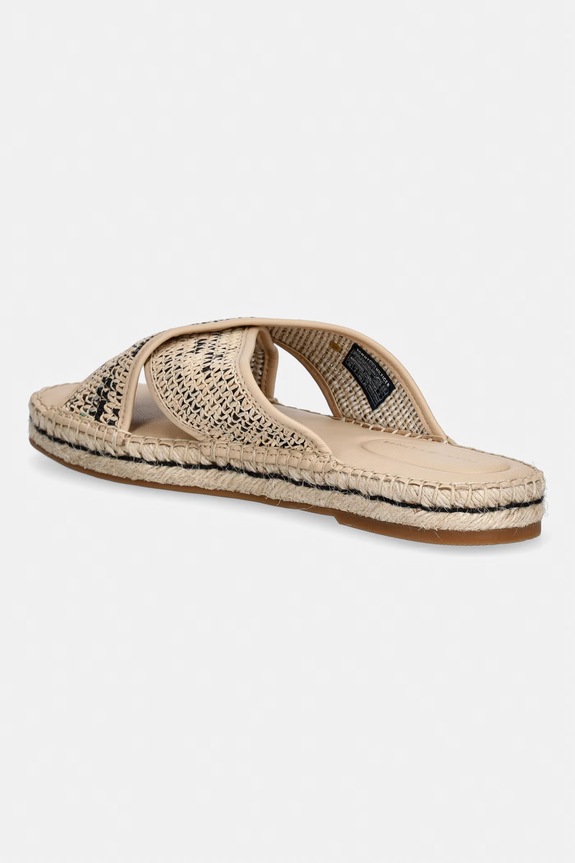Obuwie Tommy Hilfiger klapki damskie ESPADRILLE MULE SANDAL RAFFIA FW0FW09139 beżowy
