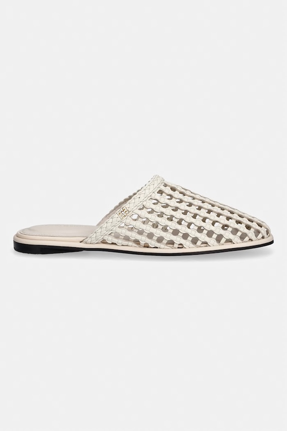 Tommy Hilfiger klapki damskie HILFIGER LEATHER MIX FLAT MULE FW0FW09280 beżowy SS26