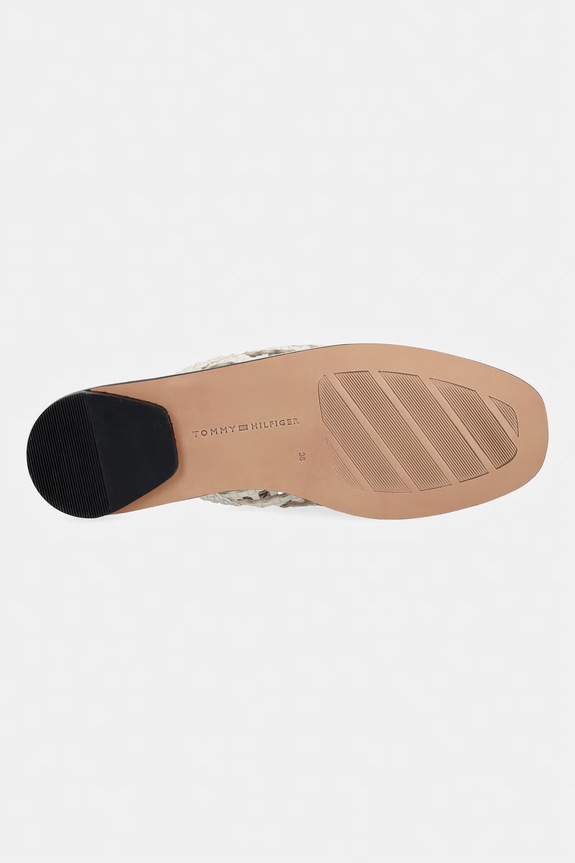 Tommy Hilfiger klapki damskie HILFIGER LEATHER MIX FLAT MULE FW0FW09280 beżowy