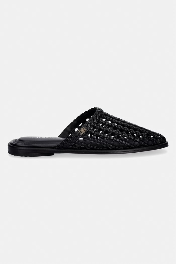 Tommy Hilfiger klapki damskie HILFIGER LEATHER MIX FLAT MULE FW0FW09280 czarny SS26