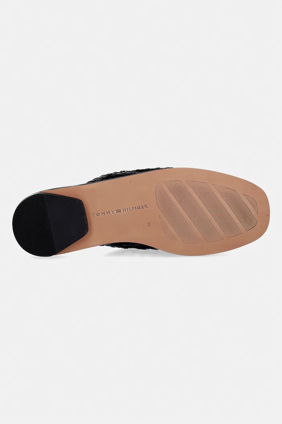 Tommy Hilfiger klapki damskie HILFIGER LEATHER MIX FLAT MULE FW0FW09280 czarny