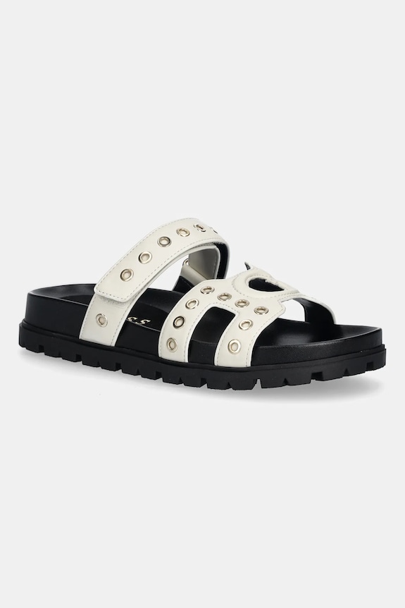 Παντόφλες Guess FASHIE απομίμηση λείου δέρματος μπεζ FLPFAS.ELE03.IVORY